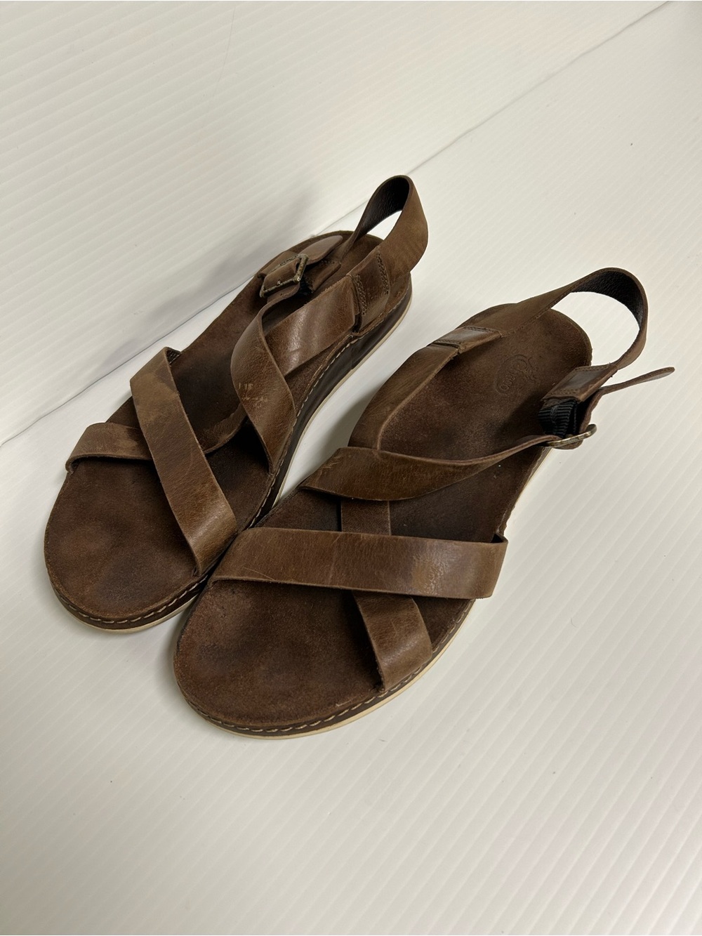 Chaco Wayfarer Otter Brown Leather Sandals Womens size 11